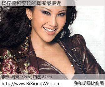 #我和明星比胸围# 身高 162cm，胸围 89cm，显而易见，杨梓楠与美籍华裔歌手李玟的胸围最接近！有图有真相：