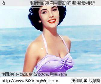 #我和明星比胸围# 身高 163cm，胸围 91cm，我们都看见了！与美国影星伊丽莎白-泰勒的胸围最接近！有图有真相：