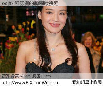 #我和明星比胸围# 身高 165cm，胸围 86cm，不可思议啊！joojhkl与香港影星舒淇的胸围最接近！有图有真相：