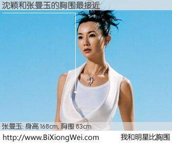 #我和明星比胸围# 身高 168cm，胸围 83cm，理所当然，沈颖与香港影星张曼玉的胸围最接近！有图有真相：
