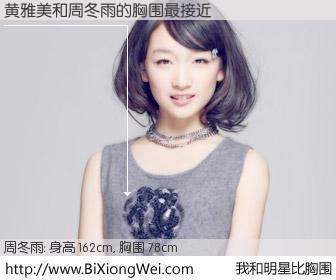 #我和明星比胸围# 身高 162cm，胸围 78cm，不言而喻，黄雅美与内地演员周冬雨的胸围最接近！有图有真相：