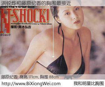 #我和明星比胸围# 身高 171cm，胸围 88cm，有目共睹，洪锐烨与日本女星藤原纪香的胸围最接近！有图有真相：
