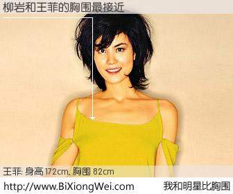 #我和明星比胸围# 身高 172cm，胸围 82cm，一看就知，柳岩与内地歌星王菲的胸围最接近！有图有真相：