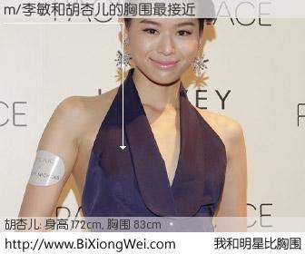 #我和明星比胸围# 身高 172cm，胸围 83cm，别不好意思！m/李敏与香港女星胡杏儿的胸围最接近！有图有真相：
