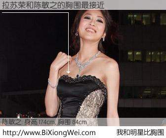 #我和明星比胸围# 身高 174cm，胸围 84cm，不言而喻，拉苏荣与香港女星陈敏之的胸围最接近！有图有真相：