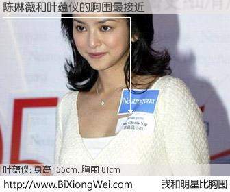 #我和明星比胸围# 身高 155cm，胸围 81cm，别不好意思！陈琳薇与香港明星叶蕴仪的胸围最接近！有图有真相：