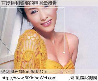 #我和明星比胸围# 身高 158cm，胸围 89cm，无需再测，甘玲艳与香港明星黎姿的胸围最接近！有图有真相：