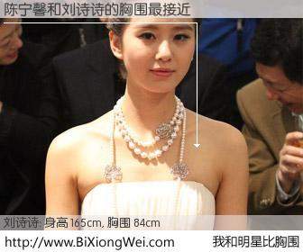 #我和明星比胸围# 身高 165cm，胸围 84cm，我们都看见了！陈宁馨与内地演员刘诗诗的胸围最接近！有图有真相：