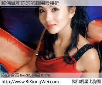 #我和明星比胸围# 身高 165cm，胸围 87cm，毫无疑问，解伟诚与内地影星陈好的胸围最接近！有图有真相：