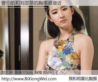 #我和明星比胸围# 身高 170cm，胸围 83cm，我们都看见了！曹引航与内地明星刘亦菲的胸围最接近！有图有真相：