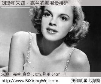 #我和明星比胸围# 身高 150cm，胸围 84cm，毫无疑问，刘玲与美国著名演员和歌星朱迪·嘉兰的胸围最接近！有图有真相：