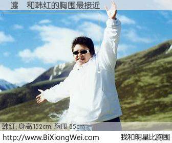 #我和明星比胸围# 身高 153cm，胸围 85cm，理所当然，藍嚏畢与内地明星韩红的胸围最接近！有图有真相：