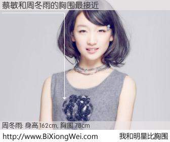 #我和明星比胸围# 身高 161cm，胸围 78cm，一看就知，蔡敏与内地演员周冬雨的胸围最接近！有图有真相：