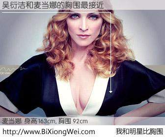 #我和明星比胸围# 身高 162cm，胸围 92cm，不用多说，吴衍洁与美国歌星麦当娜的胸围最接近！有图有真相：