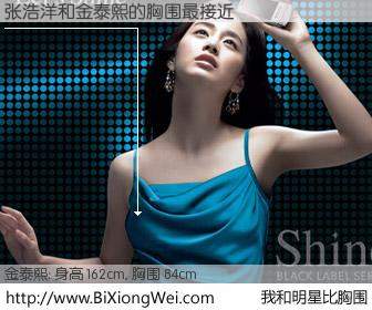 #我和明星比胸围# 身高 162cm，胸围 84cm，一看就知，张浩洋与韩国影星金泰熙的胸围最接近！有图有真相：