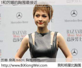 #我和明星比胸围# 身高 168cm，胸围 78cm，地球人都知道，1与内地歌手厉娜的胸围最接近！有图有真相：