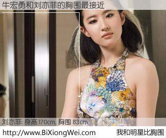 #我和明星比胸围# 身高 169cm，胸围 83cm，显而易见，牛宏勇与内地明星刘亦菲的胸围最接近！有图有真相：