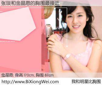 #我和明星比胸围# 身高 170cm，胸围 87cm，我们都看见了！张琰与韩国明星金晶恩的胸围最接近！有图有真相：