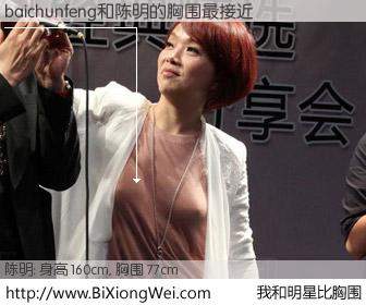 #我和明星比胸围# 身高 161cm，胸围 77cm，别不好意思！baichunfeng与内地明星陈明的胸围最接近！有图有真相：