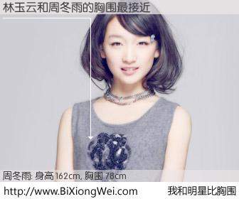 #我和明星比胸围# 身高 162cm，胸围 78cm，显而易见，林玉云与内地演员周冬雨的胸围最接近！有图有真相：