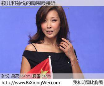 #我和明星比胸围# 身高 164cm，胸围 84cm，不言而喻，颖儿与内地歌星孙悦的胸围最接近！有图有真相：