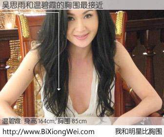 #我和明星比胸围# 身高 164cm，胸围 85cm，奇迹发生了！吴思雨与香港演员温碧霞的胸围最接近！有图有真相：