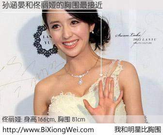 #我和明星比胸围# 身高 166cm，胸围 81cm，不言而喻，孙涵晏与内地演员佟丽娅的胸围最接近！有图有真相：