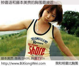 #我和明星比胸围# 身高 157cm，胸围 79cm，Oh, My God！钟嘉语与日本演员藤本美贵的胸围最接近！有图有真相：