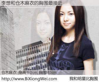 #我和明星比胸围# 身高 162cm，胸围 83cm，不言而喻，李想与日本明星仓木麻衣的胸围最接近！有图有真相：