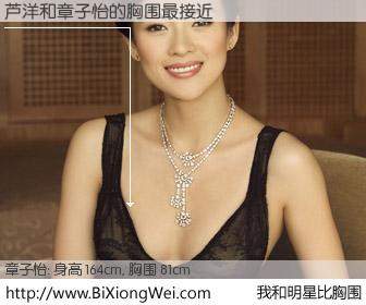 #我和明星比胸围# 身高 164cm，胸围 81cm，一看就知，芦洋与内地影星章子怡的胸围最接近！有图有真相：