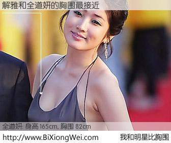 #我和明星比胸围# 身高 165cm，胸围 82cm，不言而喻，解雅与韩国女星全道妍的胸围最接近！有图有真相：