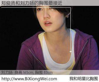 #我和明星比胸围# 身高 165cm，胸围 83cm，还用说吗？郑俊贤与内地歌星刘力扬的胸围最接近！有图有真相：
