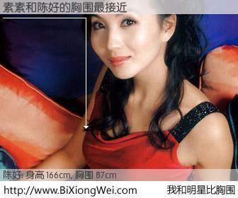 #我和明星比胸围# 身高 165cm，胸围 87cm，有目共睹，素素与内地影星陈好的胸围最接近！有图有真相：