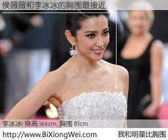 #我和明星比胸围# 身高 166cm，胸围 81cm，一看就知，侯薇薇与内地明星李冰冰的胸围最接近！有图有真相：