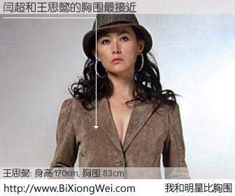 #我和明星比胸围# 身高 170cm，胸围 83cm，有目共睹，闫超与台湾明星王思懿的胸围最接近！有图有真相：
