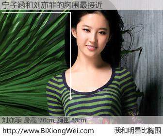 #我和明星比胸围# 身高 169cm，胸围 83cm，有目共睹，宁子涵与内地明星刘亦菲的胸围最接近！有图有真相：