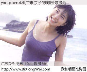 #我和明星比胸围# 身高 160cm，胸围 76cm，一看就知，yangchenxi与日本明星广末凉子的胸围最接近！有图有真相：