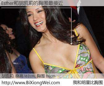 #我和明星比胸围# 身高 162cm，胸围 86cm，理所当然，Esther与美国明星胡凯莉的胸围最接近！有图有真相：