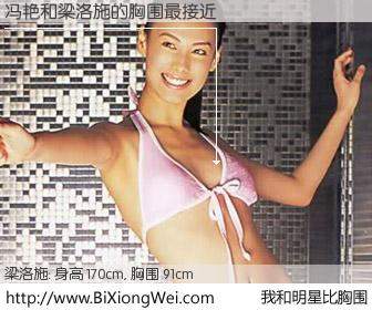 #我和明星比胸围# 身高 170cm，胸围 93cm，我们都看见了！冯艳与香港明星梁洛施的胸围最接近！有图有真相：