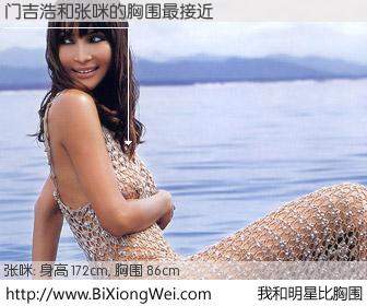 #我和明星比胸围# 身高 172cm，胸围 86cm，显而易见，门吉浩与内地明星张咪的胸围最接近！有图有真相：