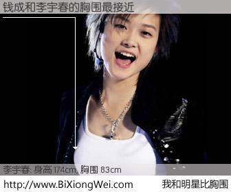 #我和明星比胸围# 身高 175cm，胸围 83cm，显而易见，钱成与内地明星李宇春的胸围最接近！有图有真相：