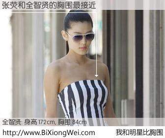 #我和明星比胸围# 身高 172cm，胸围 84cm，噢，卖糕的！张荧与韩国影音全智贤的胸围最接近！有图有真相：