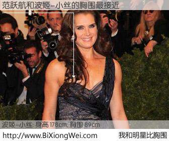 #我和明星比胸围# 身高 178cm，胸围 89cm，不用多说，范跃航与美国明星波姬-小丝的胸围最接近！有图有真相：
