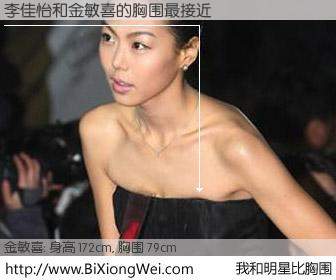 #我和明星比胸围# 身高 170cm，胸围 79cm，地球人都知道，李佳怡与韩国演员金敏喜的胸围最接近！有图有真相：