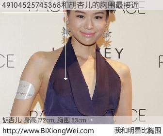 #我和明星比胸围# 身高 172cm，胸围 83cm，不用多说，49104525745368与香港女星胡杏儿的胸围最接近！有图有真相：