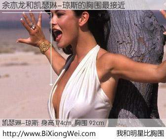 #我和明星比胸围# 身高 173cm，胸围 92cm，无需再测，余亦龙与英国影星凯瑟琳-琼斯的胸围最接近！有图有真相：