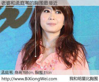 #我和明星比胸围# 身高 158cm，胸围 81cm，有目共睹，老婆与台湾明星孟庭苇的胸围最接近！有图有真相：