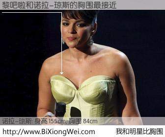 #我和明星比胸围# 身高 154cm，胸围 84cm，噢，卖糕的！黎吧啦与美国歌星诺拉-琼斯的胸围最接近！有图有真相：