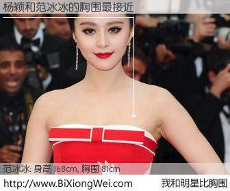 #我和明星比胸围# 身高 168cm，胸围 81cm，你自己都没想到吧？杨颖与内地影星范冰冰的胸围最接近！有图有真相：