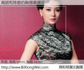 #我和明星比胸围# 身高 168cm，胸围 84cm，有目共睹，高硕与内地演员陈数的胸围最接近！有图有真相：